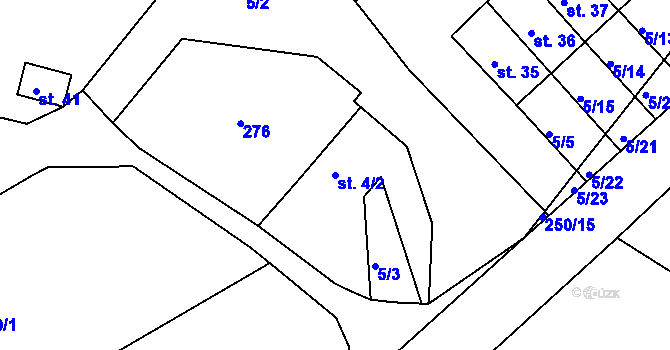 Parcela st. 4/2 v KÚ Pohled u Mladoňovic, Katastrální mapa