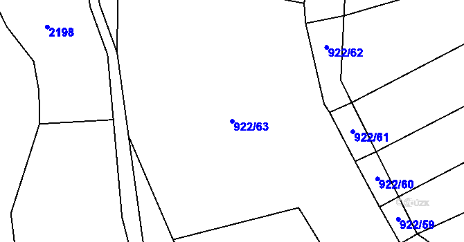 Parcela st. 922/63 v KÚ Mladoňovice na Moravě, Katastrální mapa
