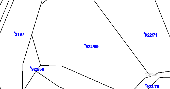 Parcela st. 922/69 v KÚ Mladoňovice na Moravě, Katastrální mapa