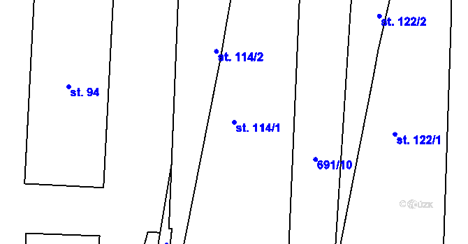 Parcela st. 114/1 v KÚ Mladošovice, Katastrální mapa
