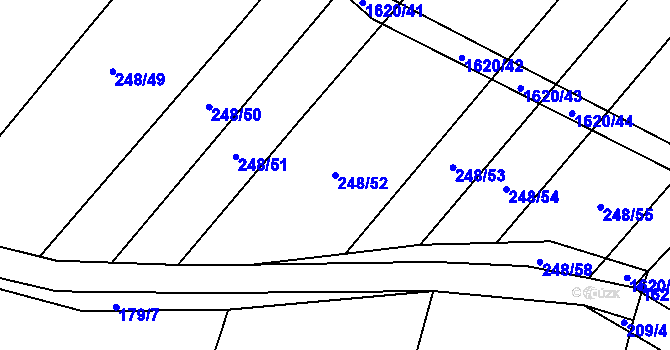 Parcela st. 248/52 v KÚ Mladošovice, Katastrální mapa