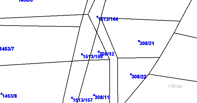 Parcela st. 308/12 v KÚ Mladošovice, Katastrální mapa