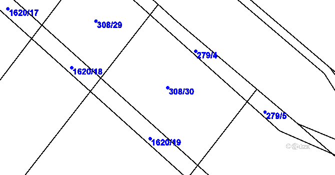 Parcela st. 308/30 v KÚ Mladošovice, Katastrální mapa
