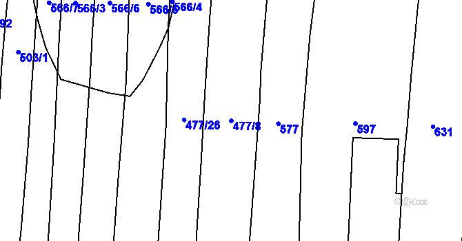 Parcela st. 477/8 v KÚ Mladošovice, Katastrální mapa