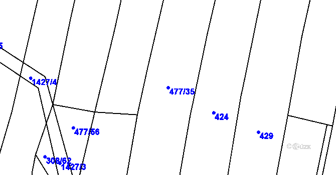 Parcela st. 477/35 v KÚ Mladošovice, Katastrální mapa