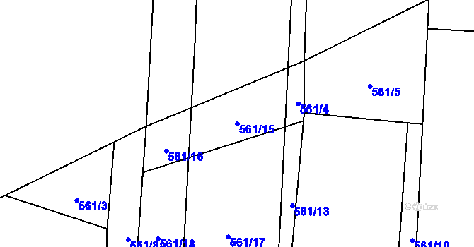 Parcela st. 561/15 v KÚ Mladošovice, Katastrální mapa