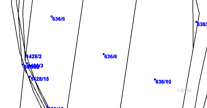 Parcela st. 636/6 v KÚ Mladošovice, Katastrální mapa