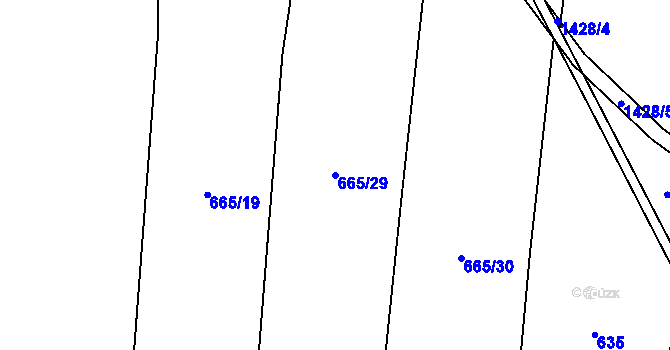 Parcela st. 665/29 v KÚ Mladošovice, Katastrální mapa