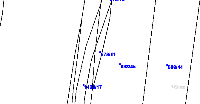 Parcela st. 678/11 v KÚ Mladošovice, Katastrální mapa