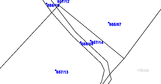 Parcela st. 688/18 v KÚ Mladošovice, Katastrální mapa