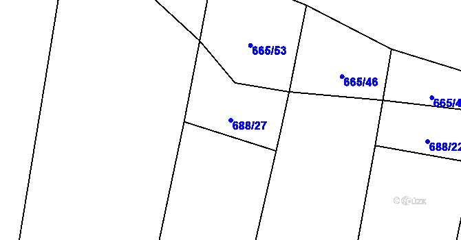 Parcela st. 688/27 v KÚ Mladošovice, Katastrální mapa