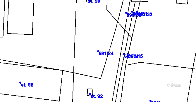 Parcela st. 691/24 v KÚ Mladošovice, Katastrální mapa