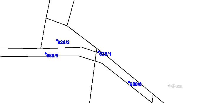 Parcela st. 828/1 v KÚ Mladošovice, Katastrální mapa