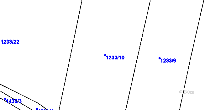 Parcela st. 1233/10 v KÚ Mladošovice, Katastrální mapa