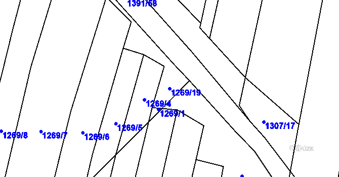 Parcela st. 1269/19 v KÚ Mladošovice, Katastrální mapa