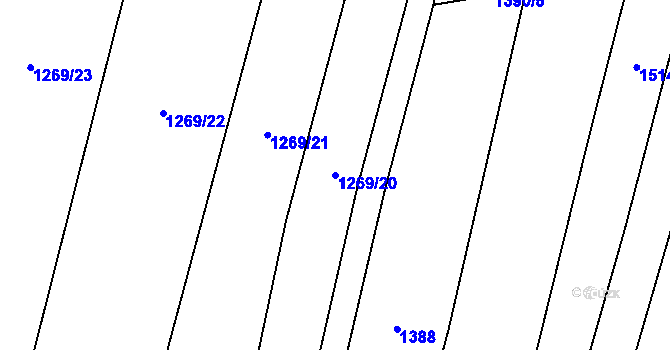 Parcela st. 1269/20 v KÚ Mladošovice, Katastrální mapa