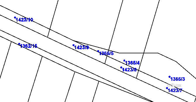 Parcela st. 1365/5 v KÚ Mladošovice, Katastrální mapa