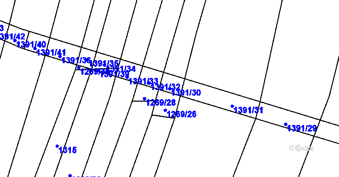 Parcela st. 1391/30 v KÚ Mladošovice, Katastrální mapa