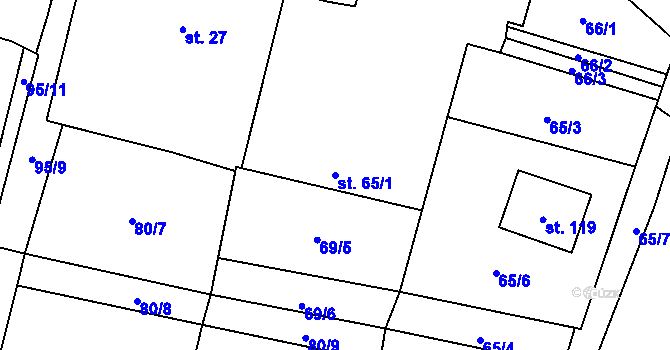 Parcela st. 65/1 v KÚ Mladošovice, Katastrální mapa