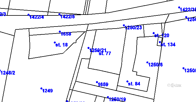 Parcela st. 77 v KÚ Mladošovice, Katastrální mapa