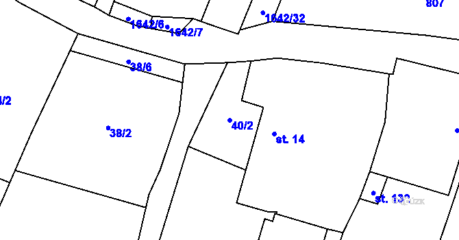 Parcela st. 40/2 v KÚ Mladošovice, Katastrální mapa