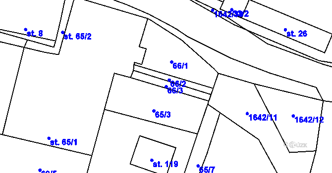 Parcela st. 66/3 v KÚ Mladošovice, Katastrální mapa