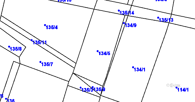 Parcela st. 134/5 v KÚ Mladošovice, Katastrální mapa