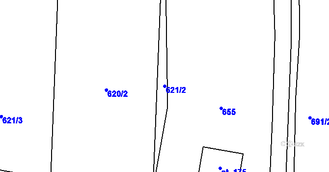 Parcela st. 621/2 v KÚ Mladošovice, Katastrální mapa