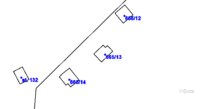Parcela st. 665/13 v KÚ Mladošovice, Katastrální mapa