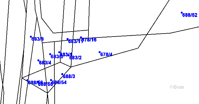 Parcela st. 678/4 v KÚ Mladošovice, Katastrální mapa