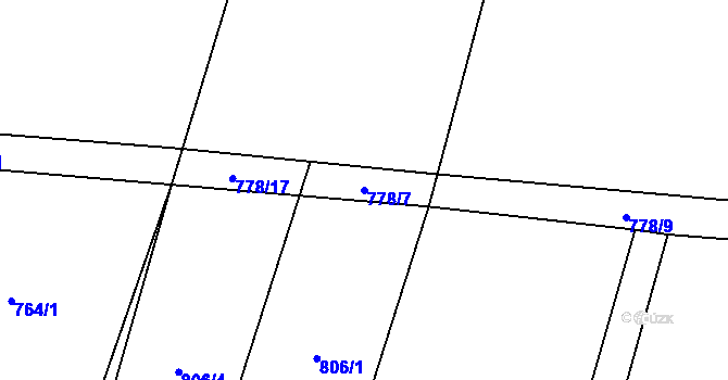 Parcela st. 778/7 v KÚ Mladošovice, Katastrální mapa
