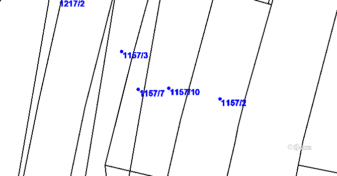 Parcela st. 1157/10 v KÚ Mladošovice, Katastrální mapa