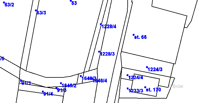 Parcela st. 1228/3 v KÚ Mladošovice, Katastrální mapa