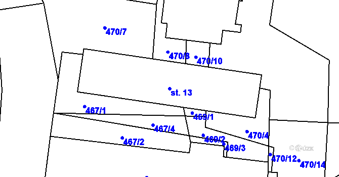 Parcela st. 13 v KÚ Černá Hať, Katastrální mapa