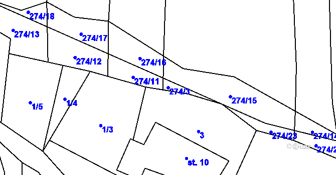 Parcela st. 274/3 v KÚ Černá Hať, Katastrální mapa