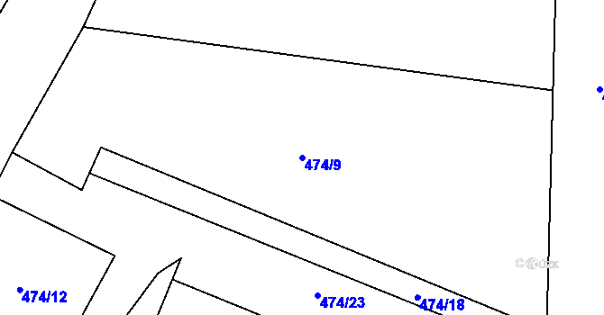 Parcela st. 474/9 v KÚ Černá Hať, Katastrální mapa