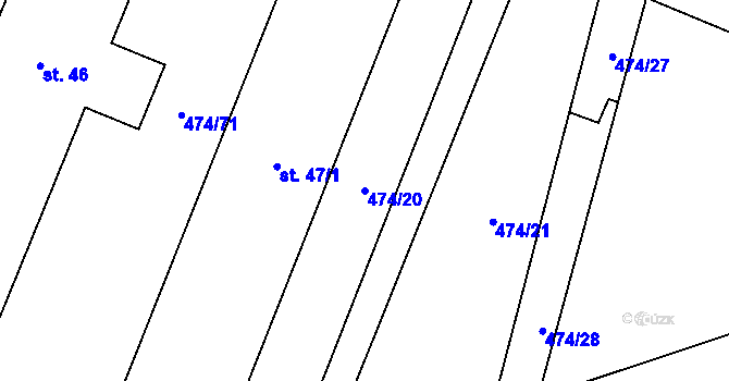 Parcela st. 474/20 v KÚ Černá Hať, Katastrální mapa