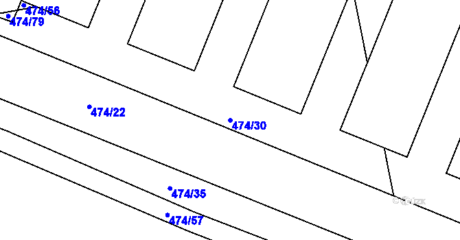Parcela st. 474/30 v KÚ Černá Hať, Katastrální mapa