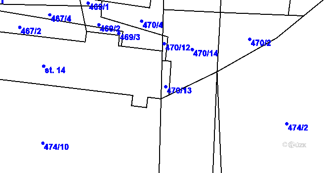 Parcela st. 470/13 v KÚ Černá Hať, Katastrální mapa