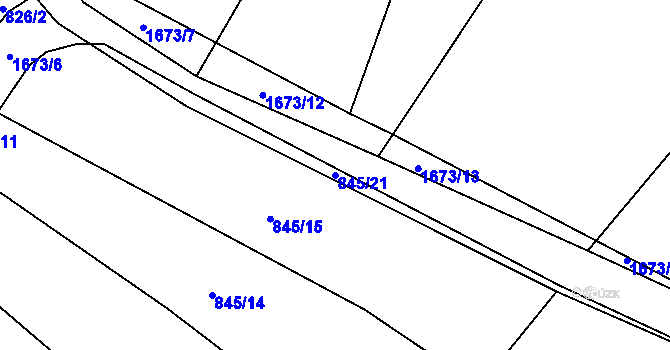Parcela st. 845/21 v KÚ Chrášťovice u Mladotic, Katastrální mapa