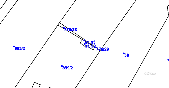 Parcela st. 92 v KÚ Chrášťovice u Mladotic, Katastrální mapa