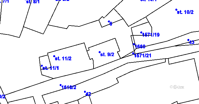 Parcela st. 9/2 v KÚ Mladotice, Katastrální mapa