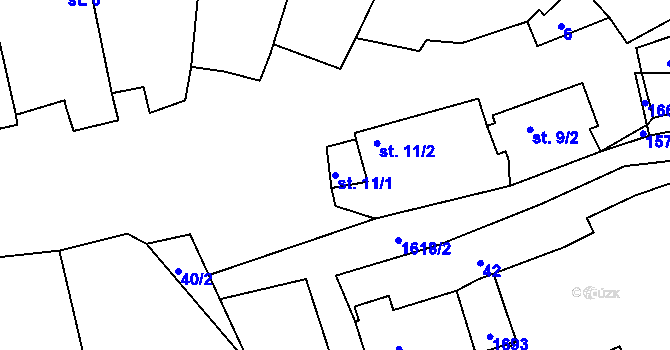 Parcela st. 11/1 v KÚ Mladotice, Katastrální mapa