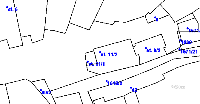 Parcela st. 11/2 v KÚ Mladotice, Katastrální mapa
