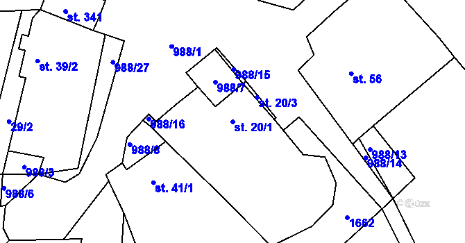 Parcela st. 20/1 v KÚ Mladotice, Katastrální mapa