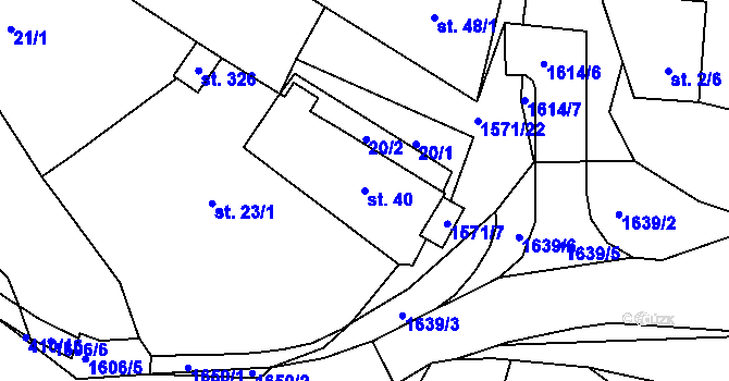 Parcela st. 40 v KÚ Mladotice, Katastrální mapa