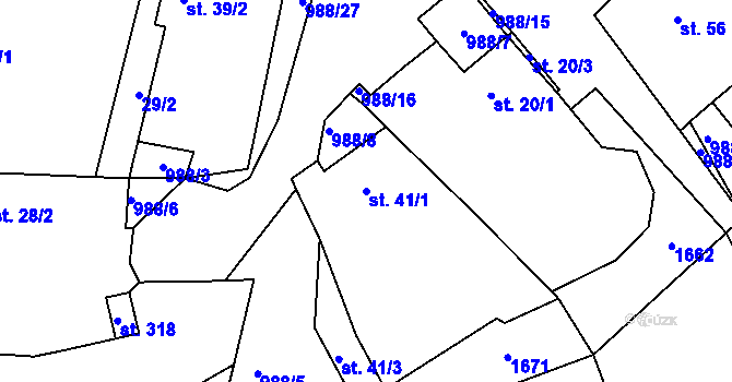 Parcela st. 41/1 v KÚ Mladotice, Katastrální mapa