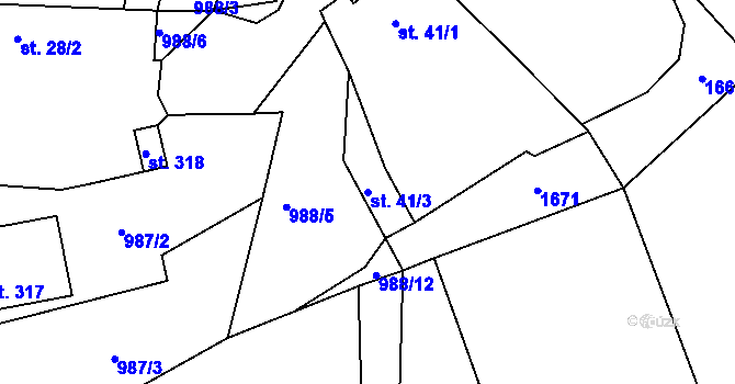 Parcela st. 41/3 v KÚ Mladotice, Katastrální mapa