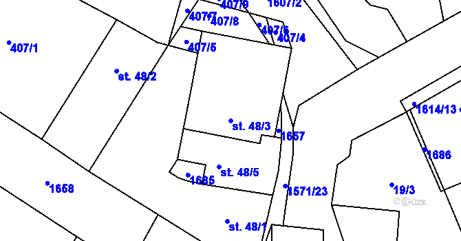 Parcela st. 48/3 v KÚ Mladotice, Katastrální mapa