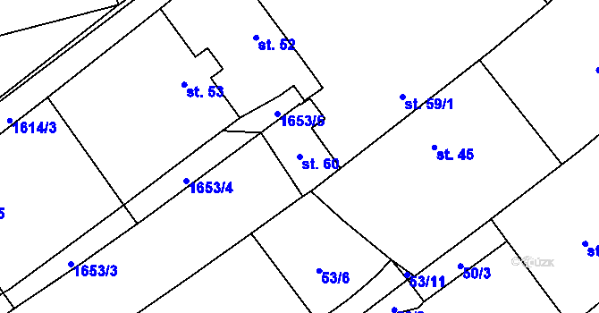 Parcela st. 60 v KÚ Mladotice, Katastrální mapa